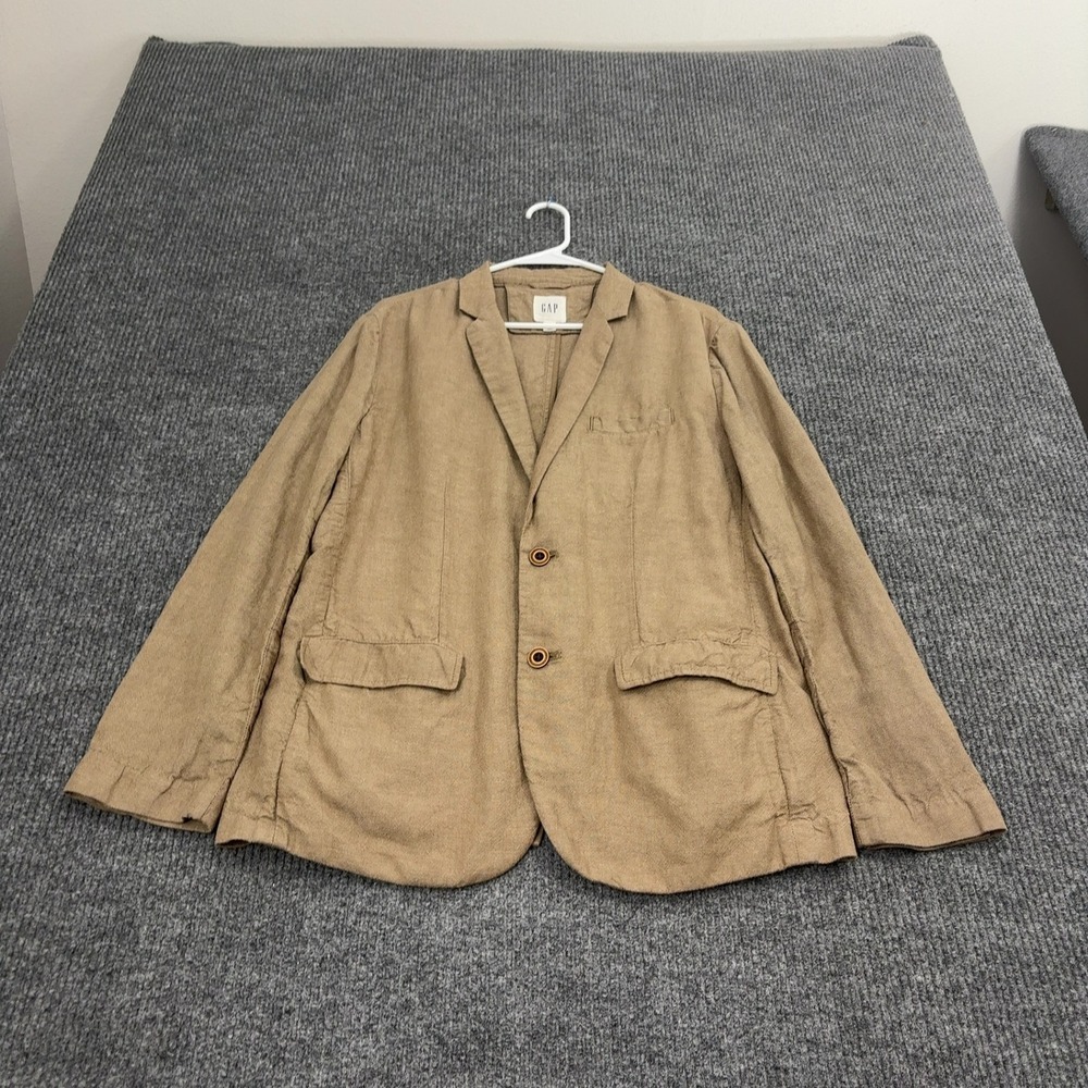 Gap Blazer Mens M Tan Linen Cotton Two Button Casual Business Summer Sport Coat